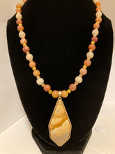 Load image into Gallery viewer, Jasper pendant and stone beads necklace and earring set
