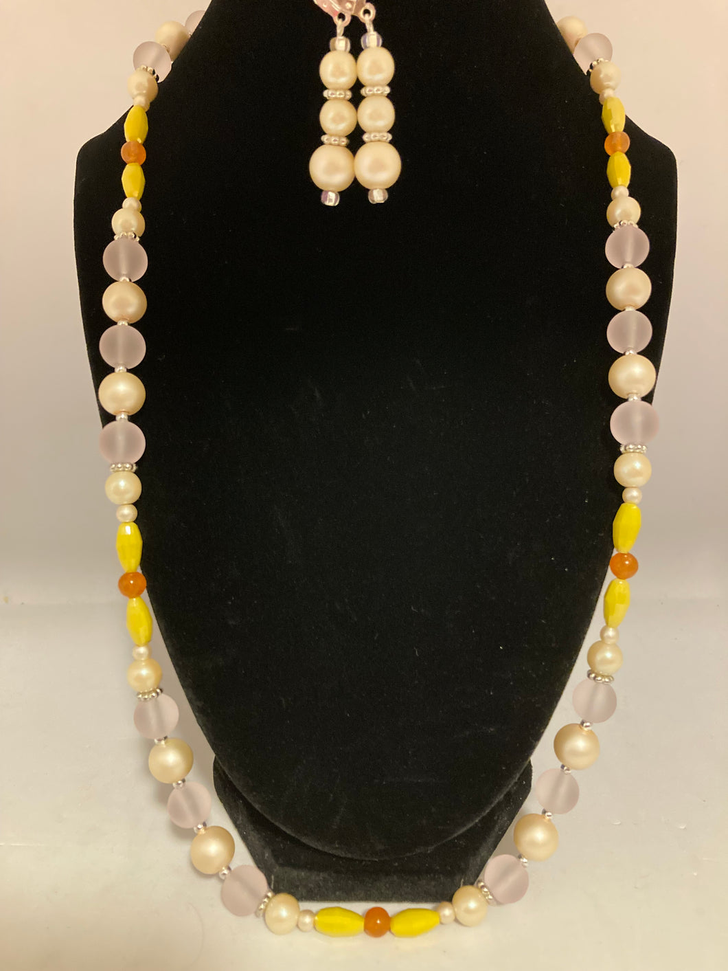 Pearl and Opal necklace with matching earrings