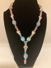 Load image into Gallery viewer, Multi-color pastel necklace with dangling earrings,
