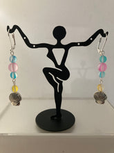 Load image into Gallery viewer, Multi-color pastel necklace with dangling earrings,
