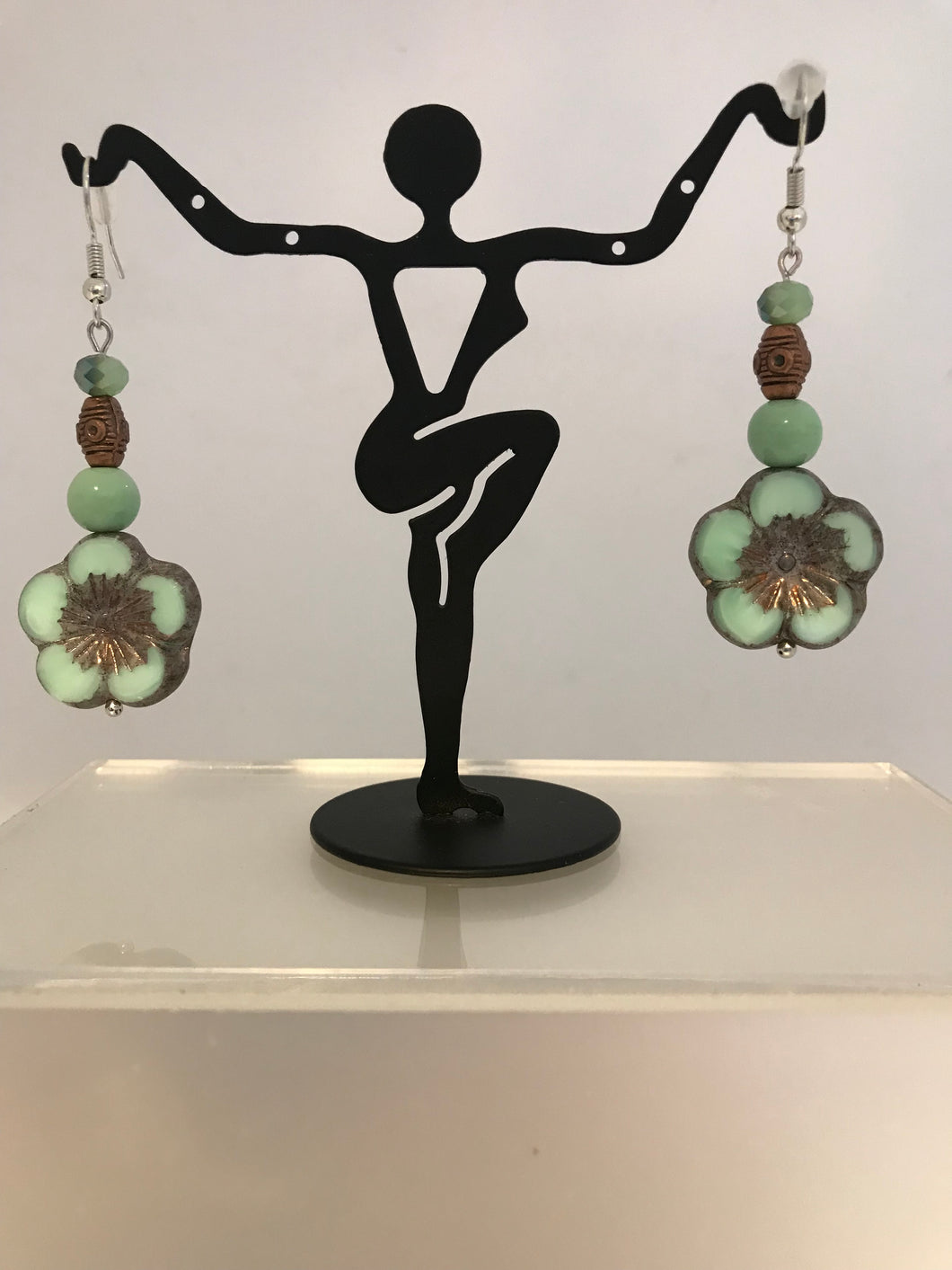 Czech glass flower bead earrings