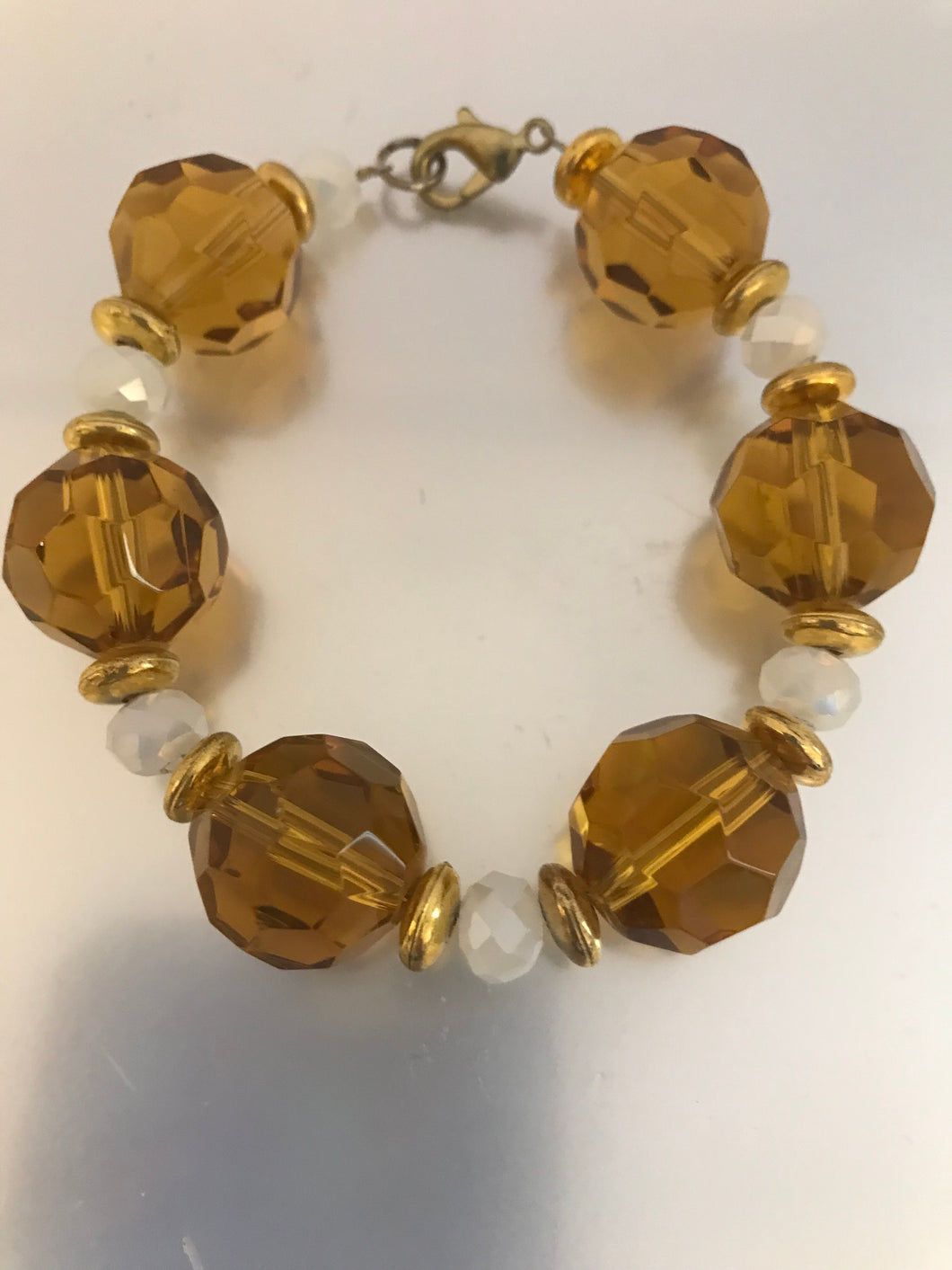 Amber faceted glass bracelet