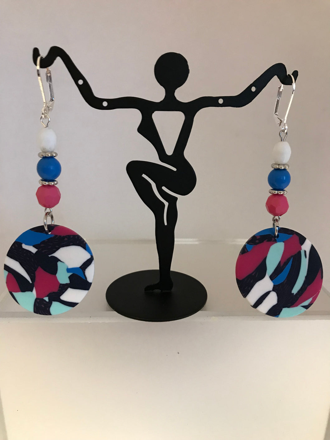 Mosaic large round multi-color earrings