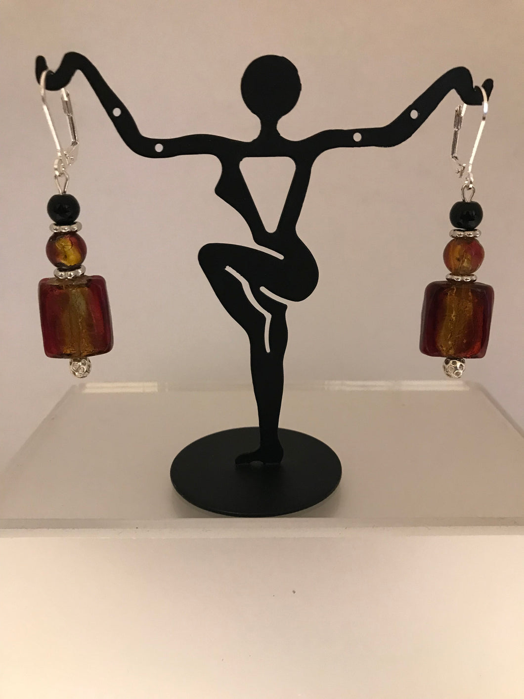 Amber glass earrings