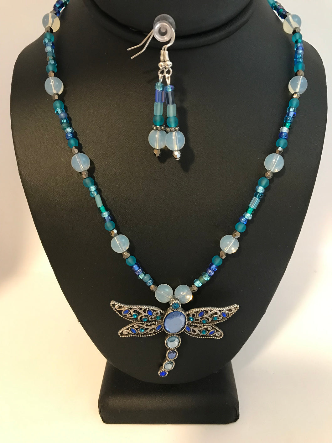 Dragonfly necklace and matching earrings set
