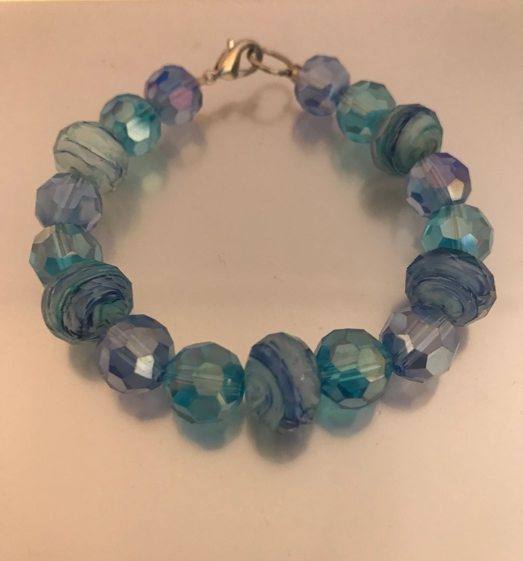 Powder blue glass beaded bracelet