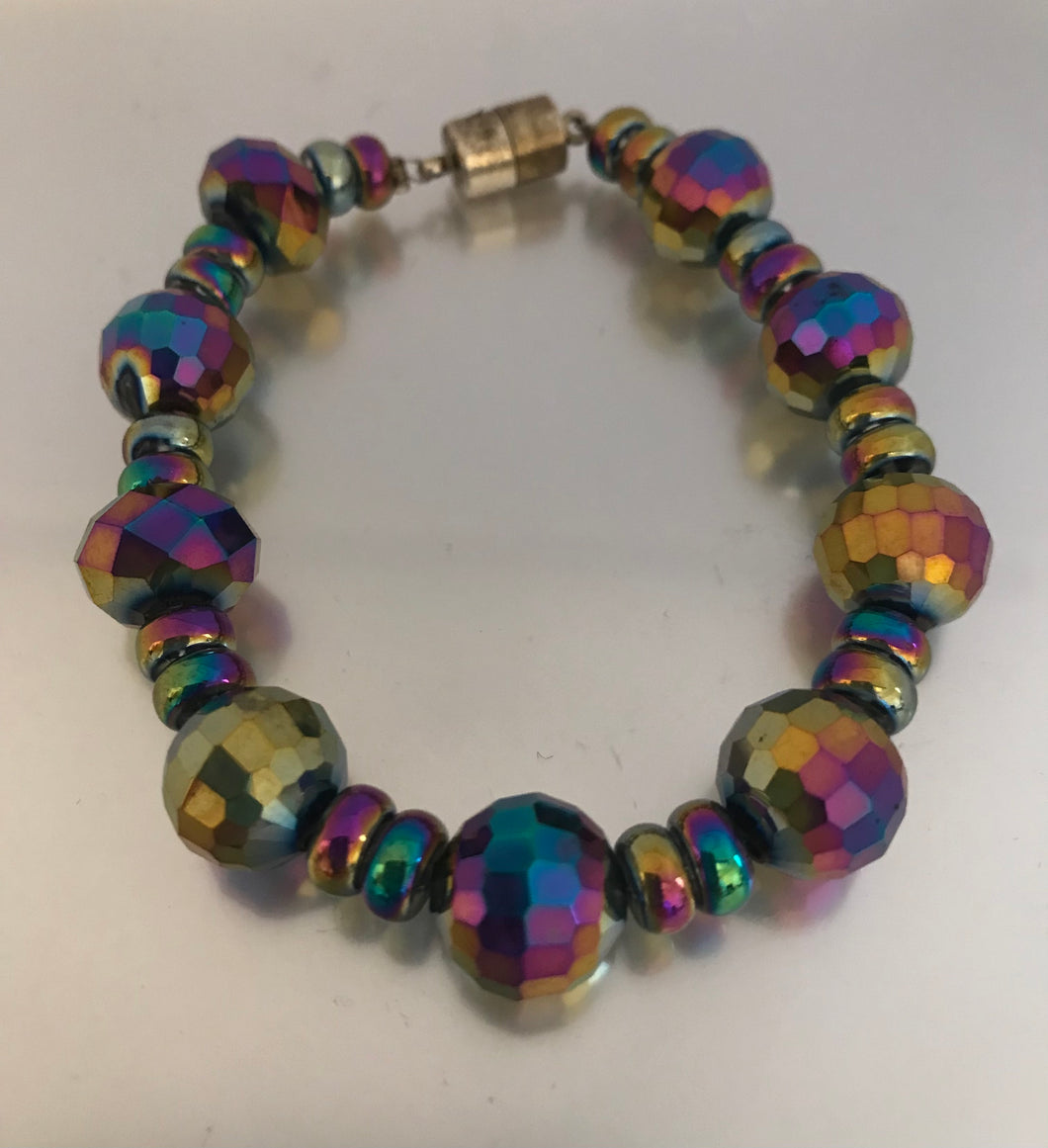 Multi-color rainbow beaded bracelet