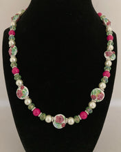 Load image into Gallery viewer, Floral ceramic beaded choker and matching earrings set
